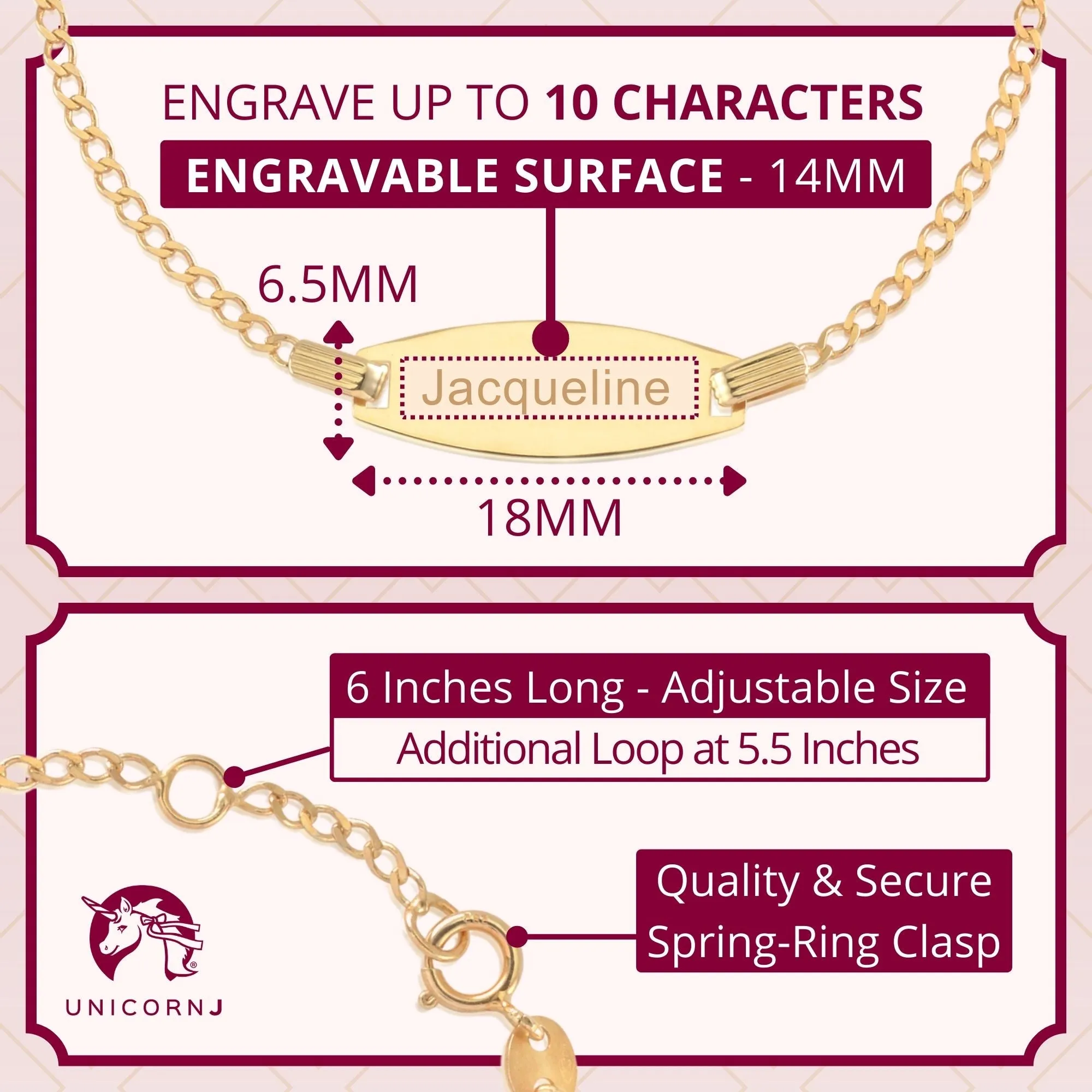 Engravable Kids 14k Gold ID Bracelet