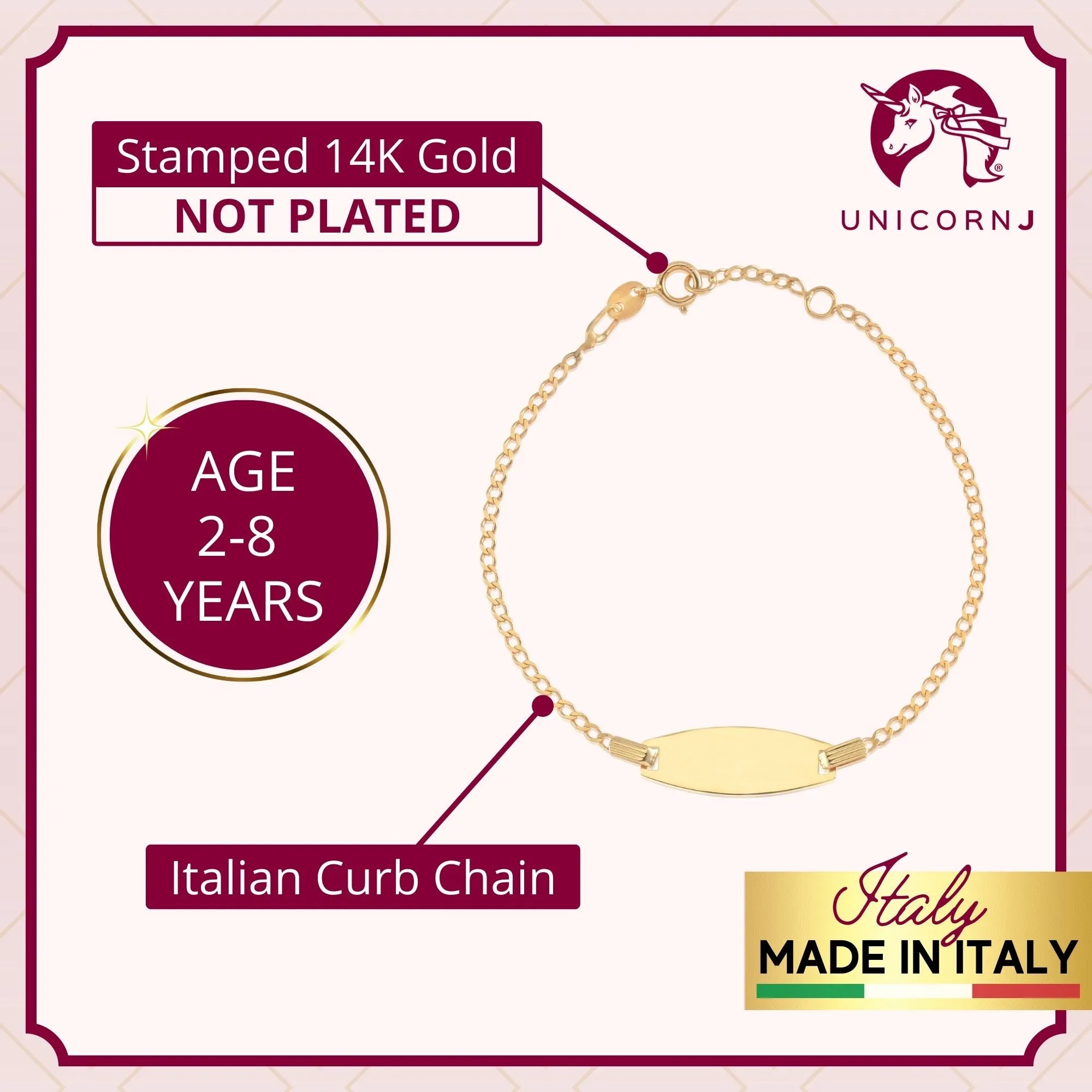 Engravable Kids 14k Gold ID Bracelet