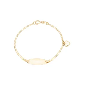 Italian 14k Gold Engravable ID Bracelet with Heart Charm for Kids