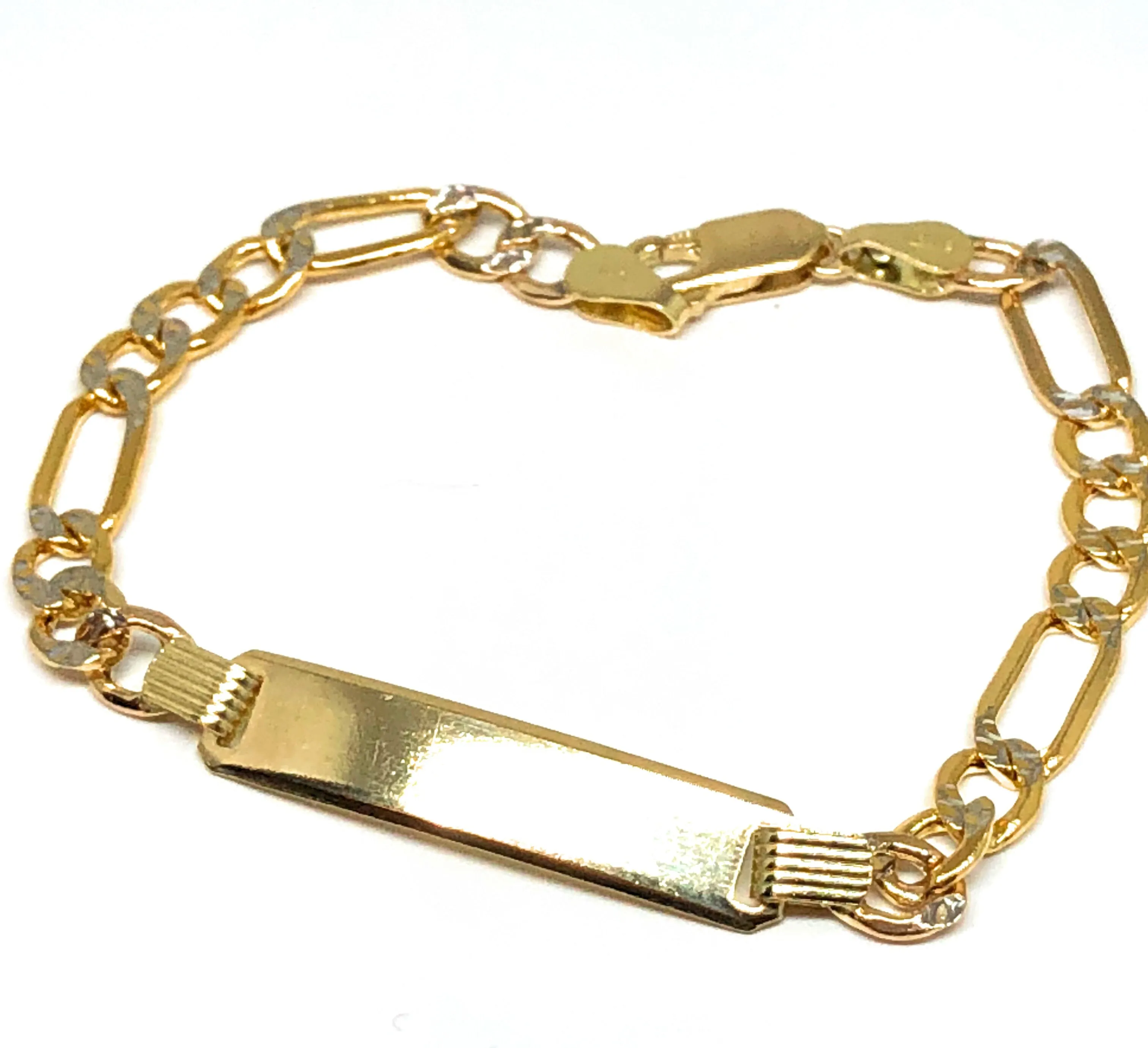 14k Solid Gold Children's Bracelet 6 Length 3.5MM-4.25MM Width (Free Engraving, Email Name!)