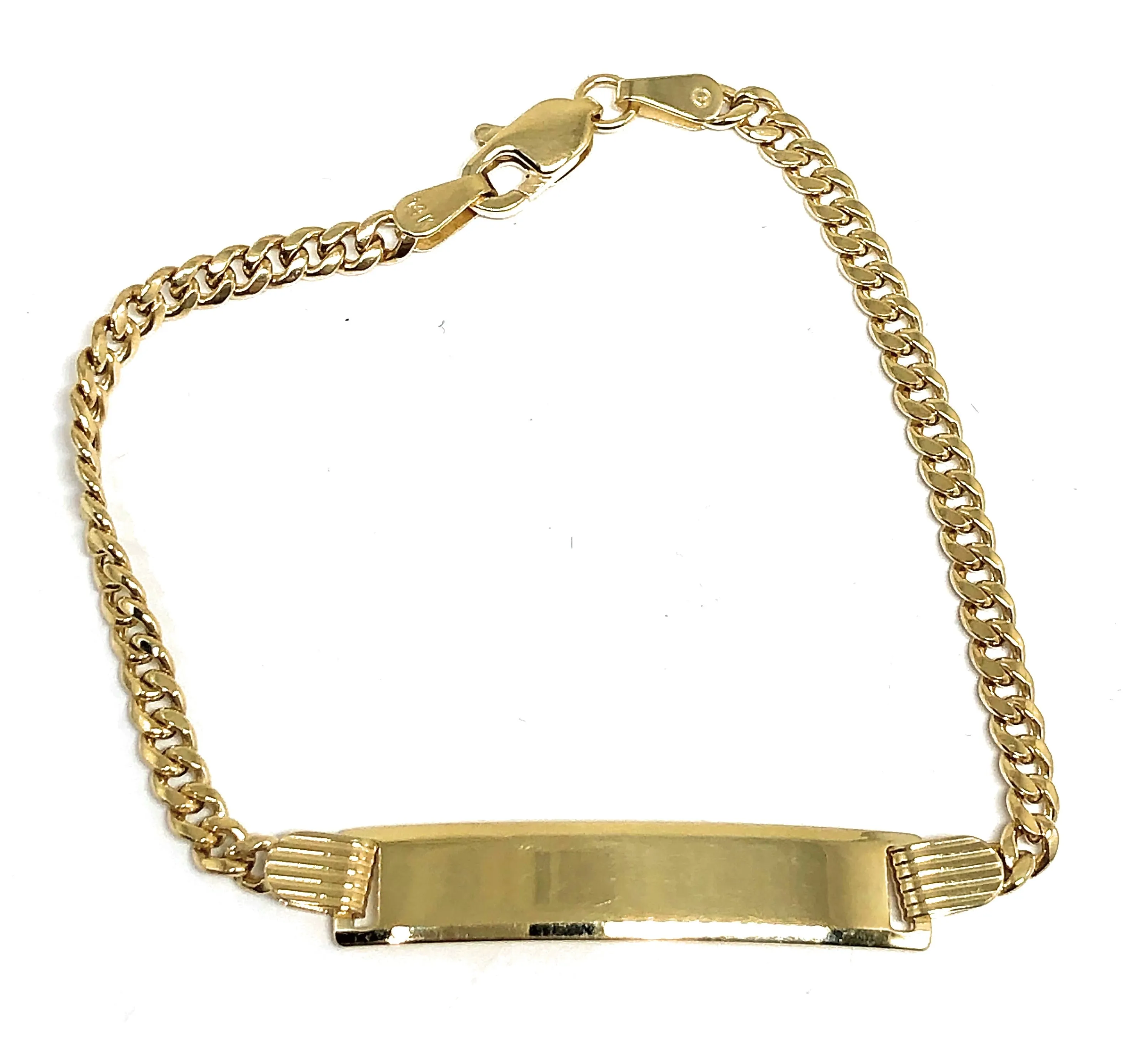 Engraved 14k Solid Gold Kids 0-8 ID Bracelet, 6.2 inch Length, 2.5MM Width