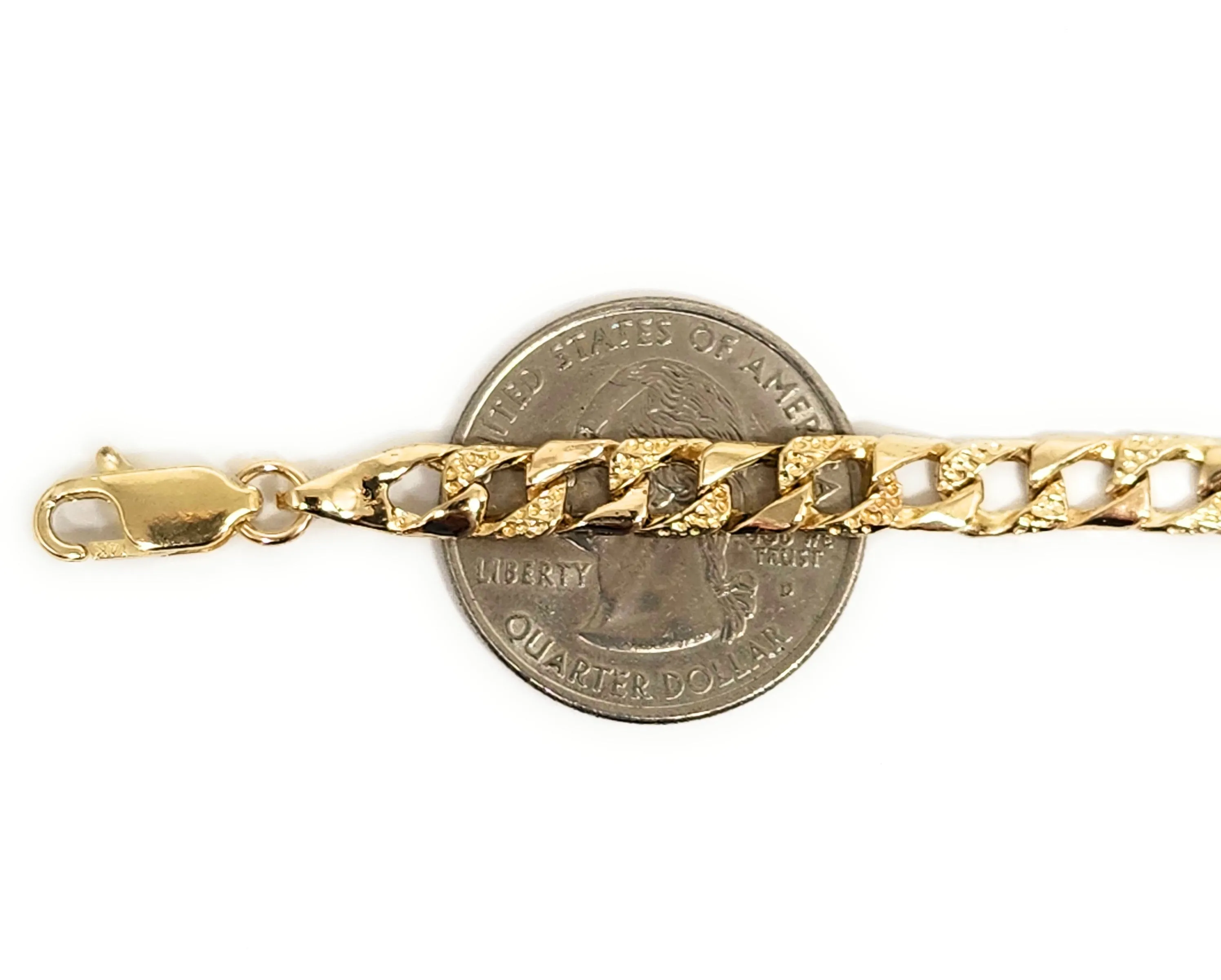 14k Solid Gold Yellow Customized 3D Name Kids Bracelet with Cuban Link Design, 6 Inch Length, 5.5mm Width (~7.5g)