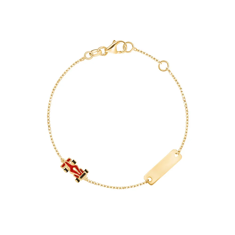 Solid Gold Kids ID Bracelet with Free Engraving - 6 inch Length, Adjustable Width