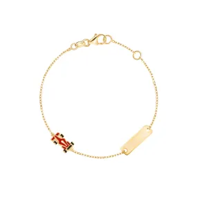 Solid Gold Kids ID Bracelet with Free Engraving - 6 inch Length, Adjustable Width