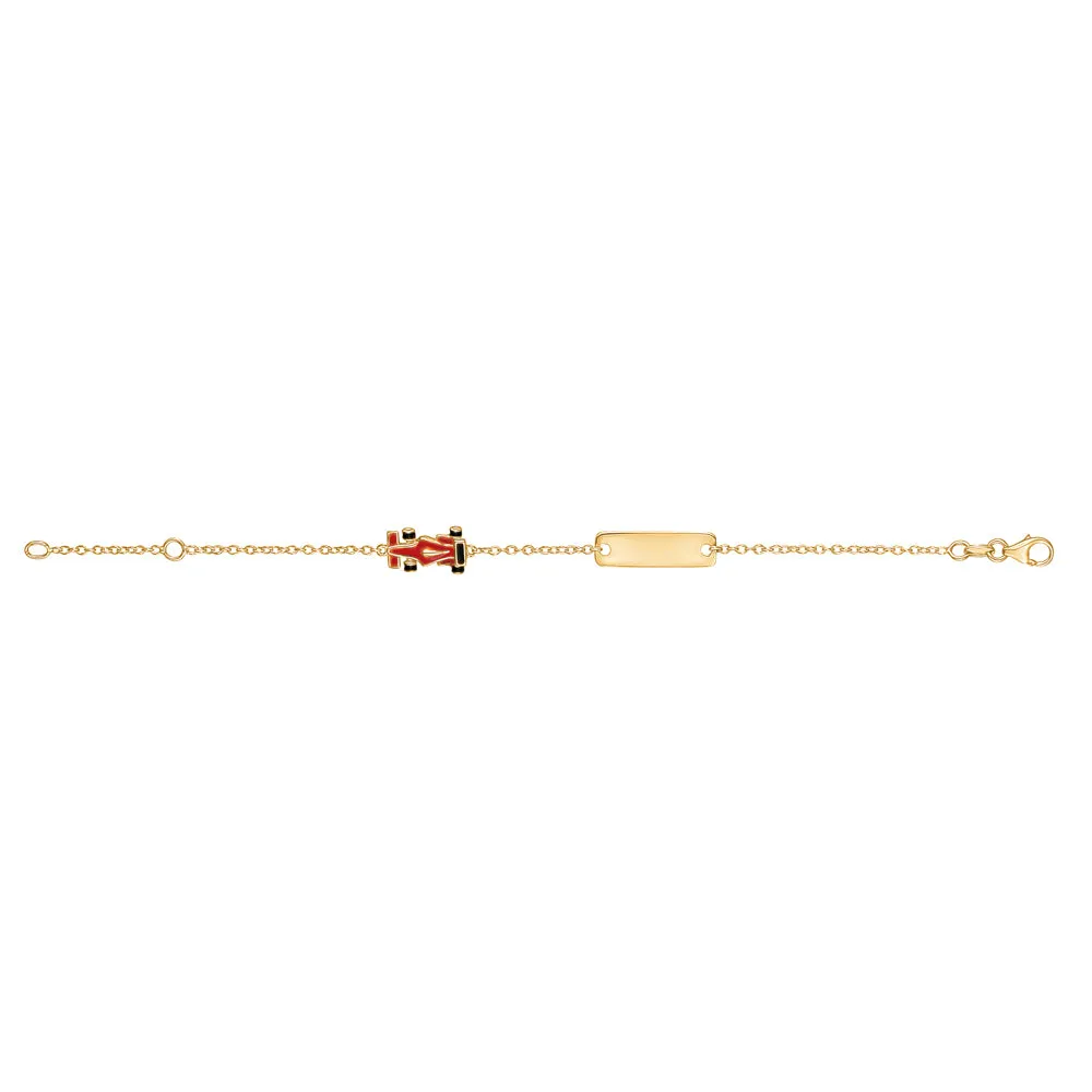 Solid Gold Kids ID Bracelet with Free Engraving - 6 inch Length, Adjustable Width