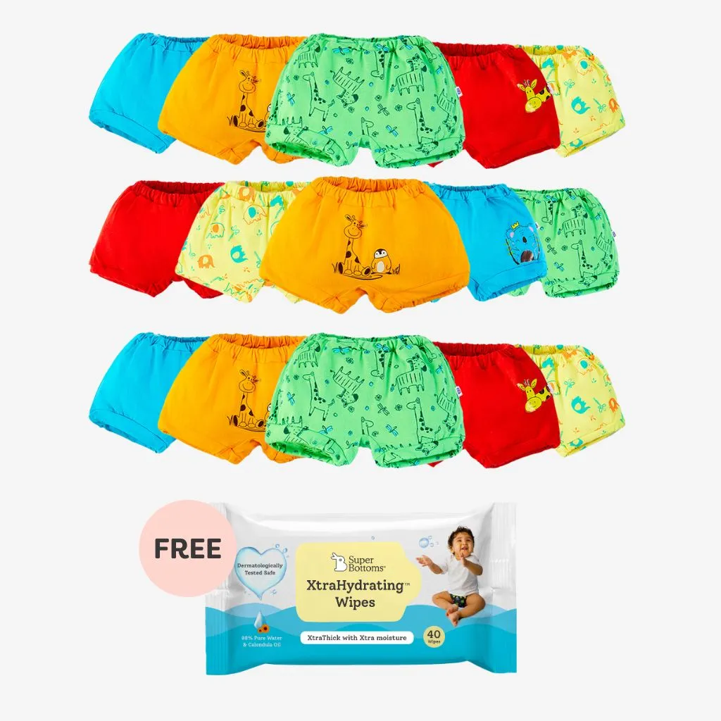 15-Pack Wonder Wild Bloomers with Bonus XtraHydrating Wipes 40-Pack