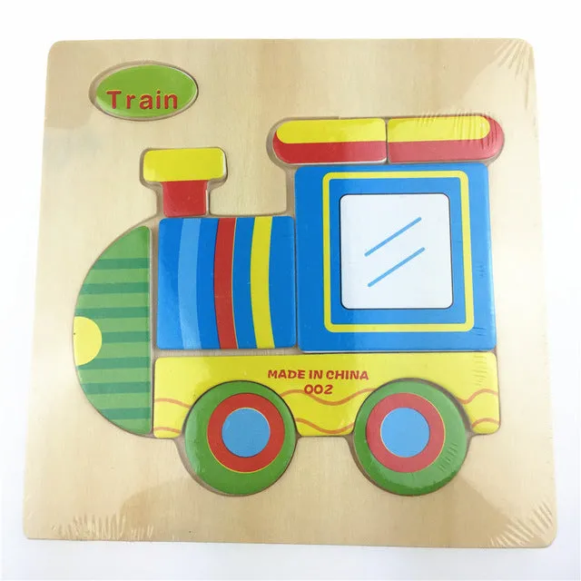 Wooden 3D Puzzle Jigsaw Toy for Children - Cartoon Animal Puzzles