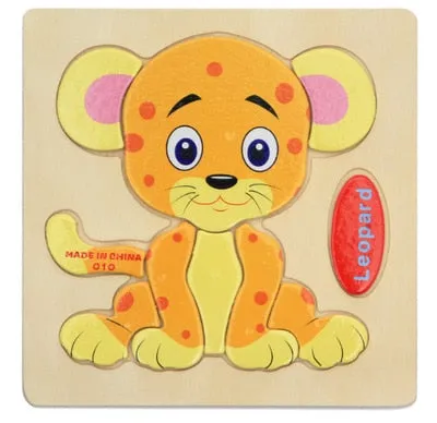 Wooden 3D Puzzle Jigsaw Toy for Children - Cartoon Animal Puzzles