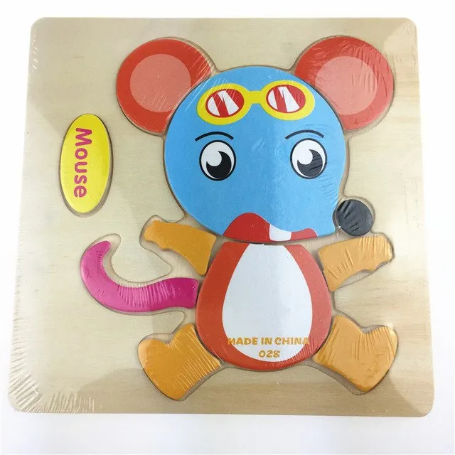 Wooden 3D Puzzle Jigsaw Toy for Children - Cartoon Animal Puzzles