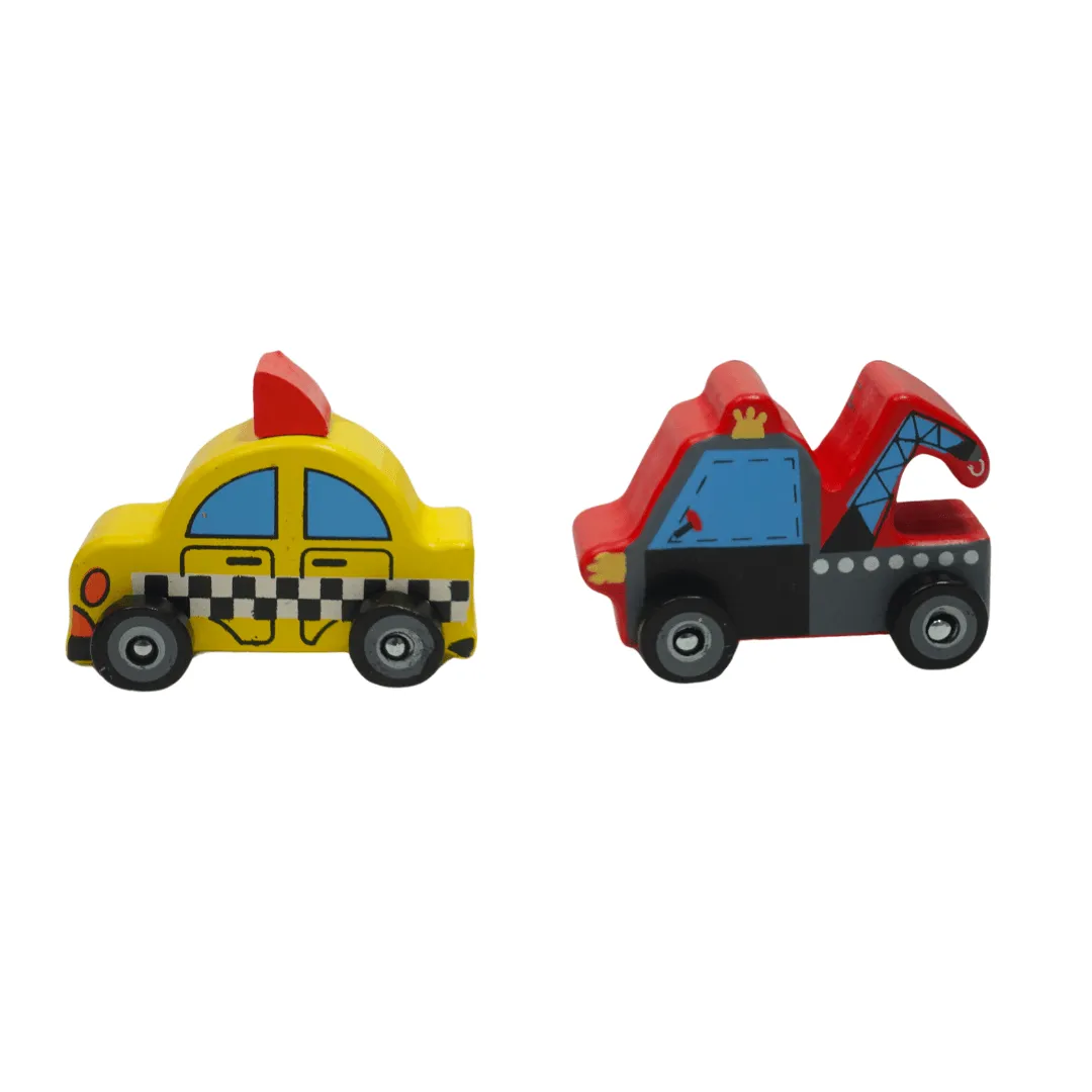 Set of 5 Adorable Medium Wooden Cars for Kids Age 3+