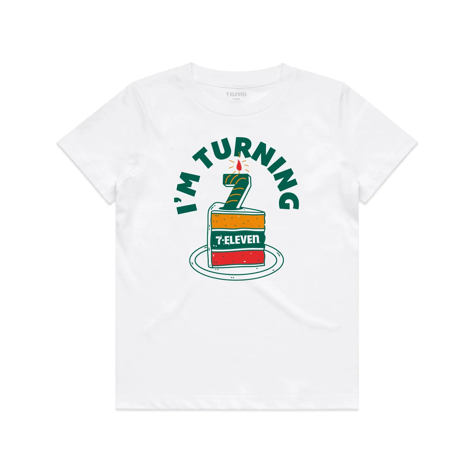 7th Birthday Cake Slice Kids Tee