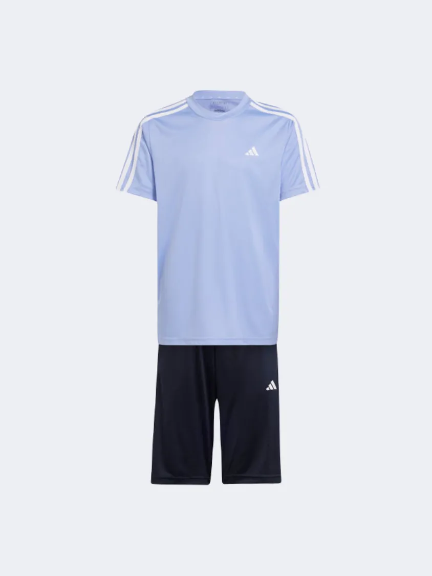 Adidas Essentials 3 Stripes Kids-Boys Sportswear Set Blue Spark/White