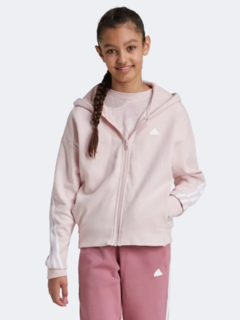 Adidas Future Icons 3 Stripes Kids-Girls Sportswear Hoody Sandy Pink/White