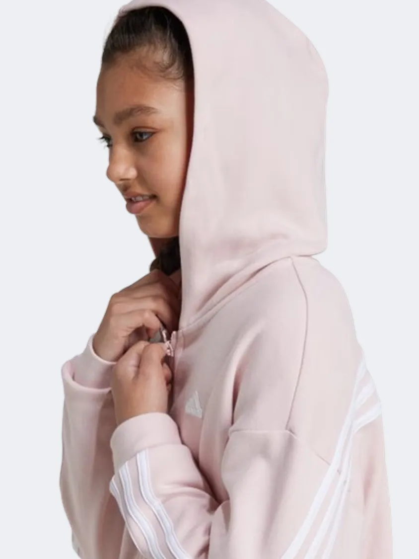 Adidas Future Icons 3 Stripes Kids-Girls Sportswear Hoody Sandy Pink/White