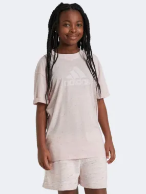 Adidas Future Icons Winners Kids-Girls Sportswear T-Shirt Sandy Pink/White