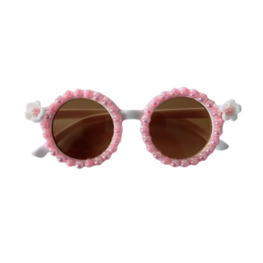 Alina Pink Pearl Bloom Round Sunglasses