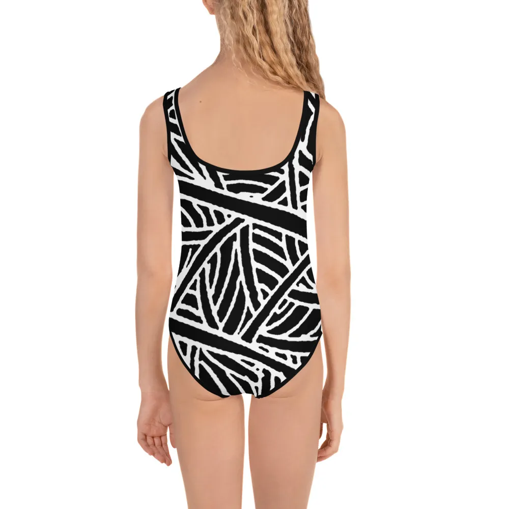 All-Over Print Kids Swimsuit Barton Springs Pecan Leaves