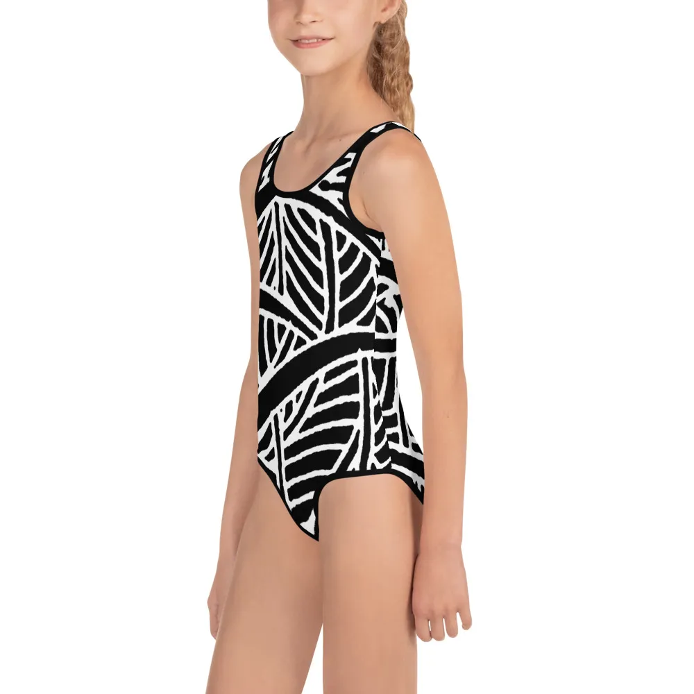 All-Over Print Kids Swimsuit Barton Springs Pecan Leaves