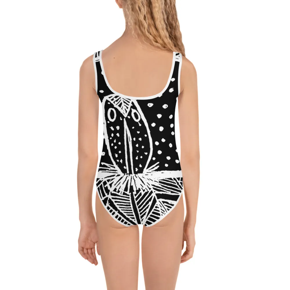 All-Over Print Kids Swimsuit Barton Springs Salamander Story