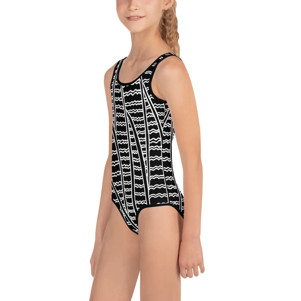 All-Over Print Kids Swimsuit Duck Feathers