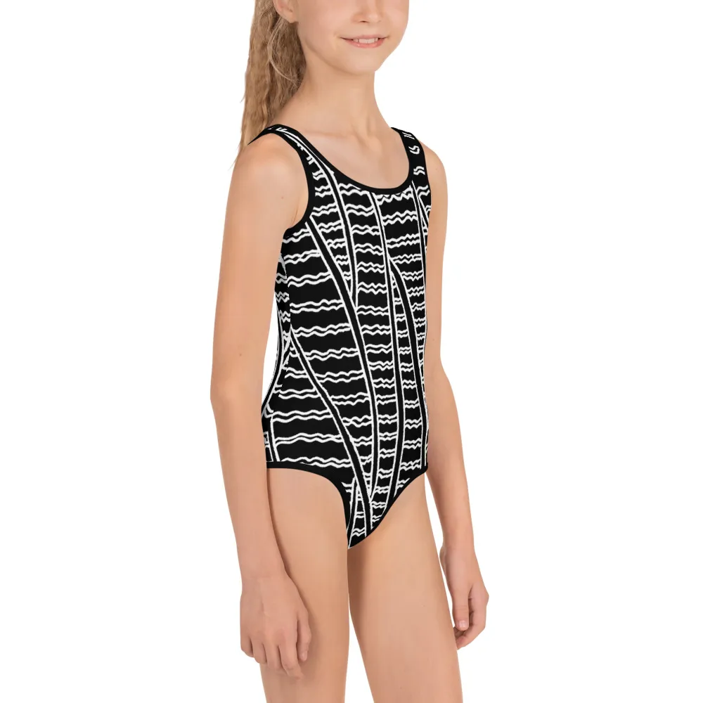 All-Over Print Kids Swimsuit Duck Feathers