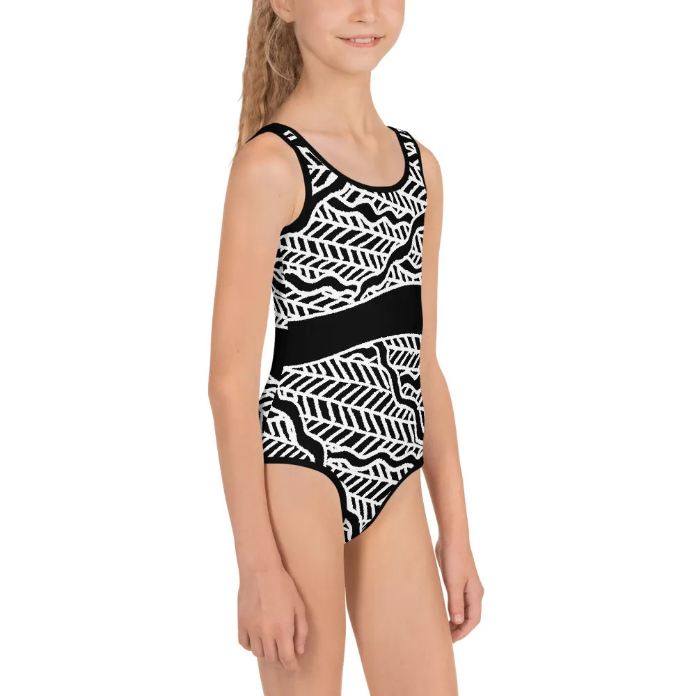 All-Over Print Kids Swimsuit Springwater Ripples