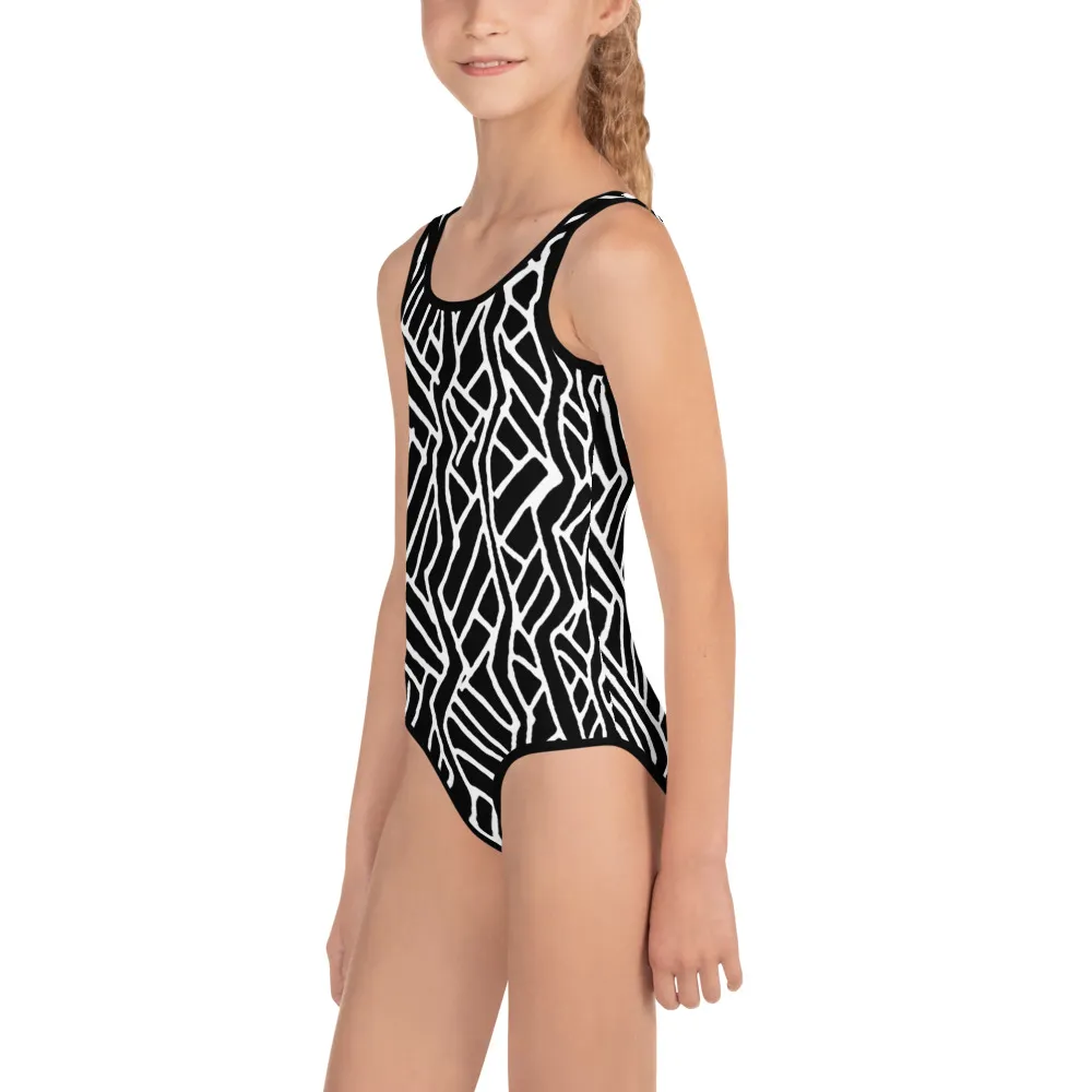 All-Over Print Kids Swimsuit Waves Upclose