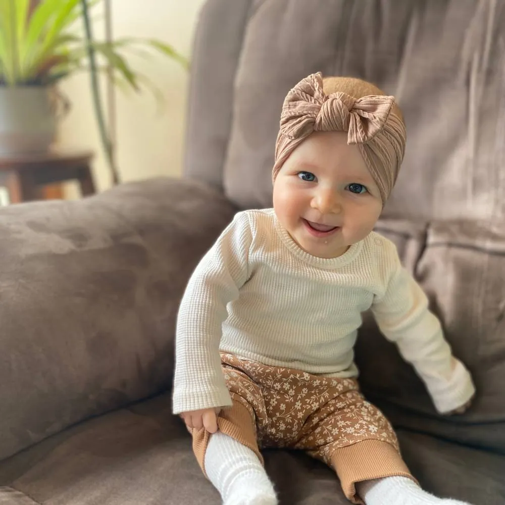 Infant Top Knot Bow Headband in Sienna