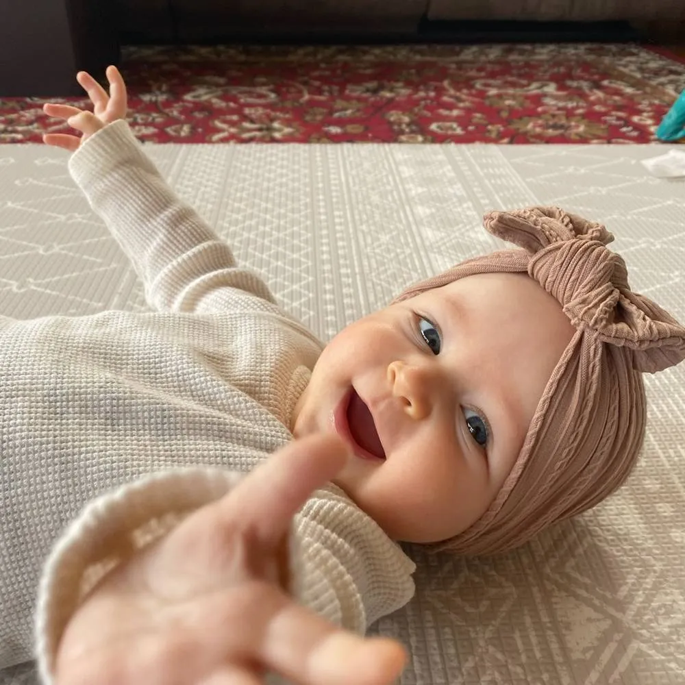 Infant Top Knot Bow Headband in Sienna