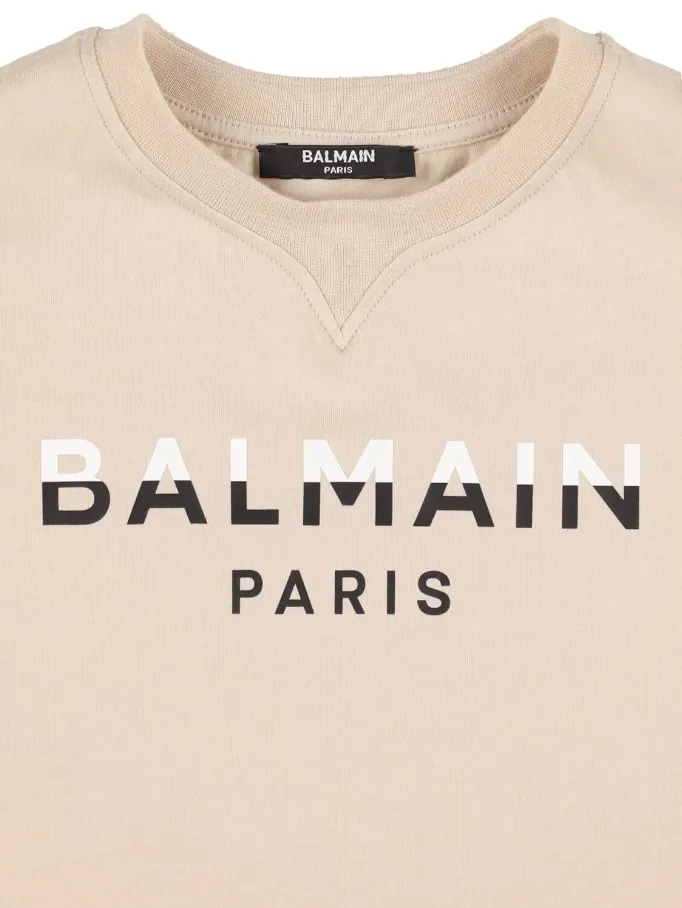 Balmain Kids Dual-Color Logo Print T-Shirt