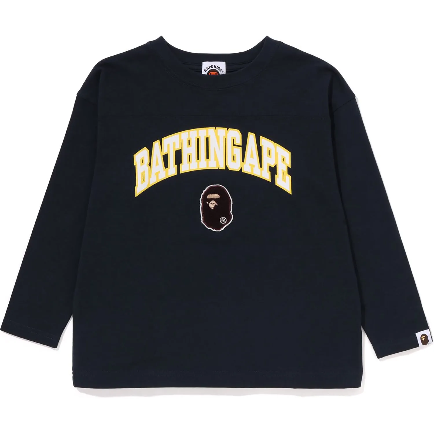 BATHING APE APE HEAD PATCH Relaxed Fit Long Sleeve T-Shirt for Kids