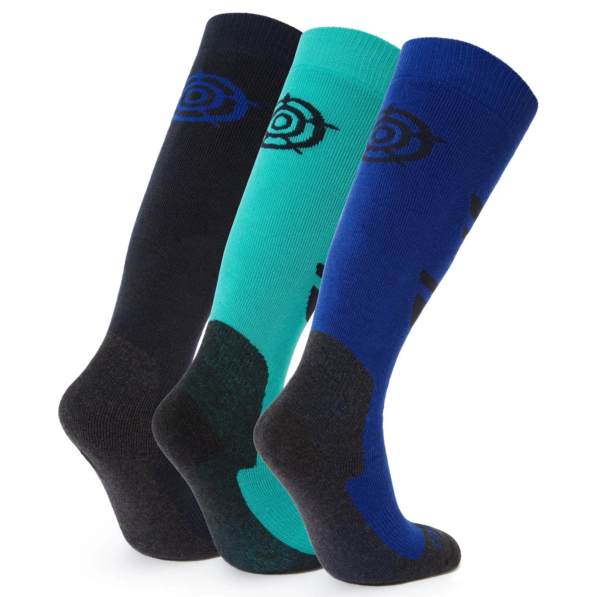 Bergenz 3 Pack Kids Ski Socks - Dark Indigo/Royal Blue /Ceramic Blue