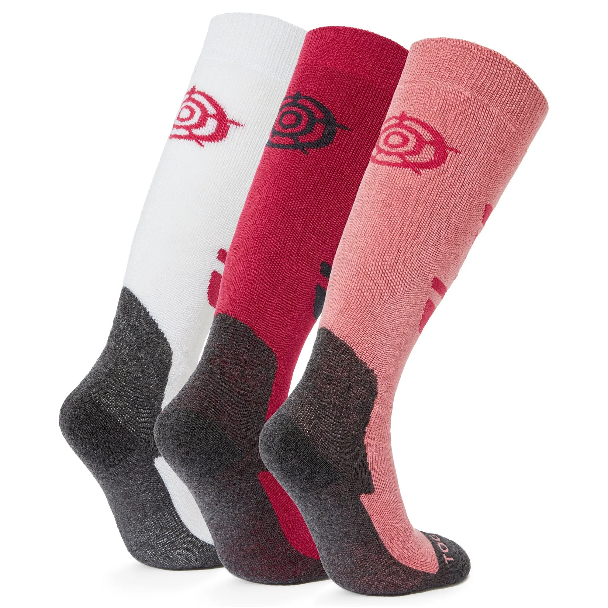 Bergenz 3 Pack Kids Ski Socks - Dark Pink/Playful Pink/Optic White