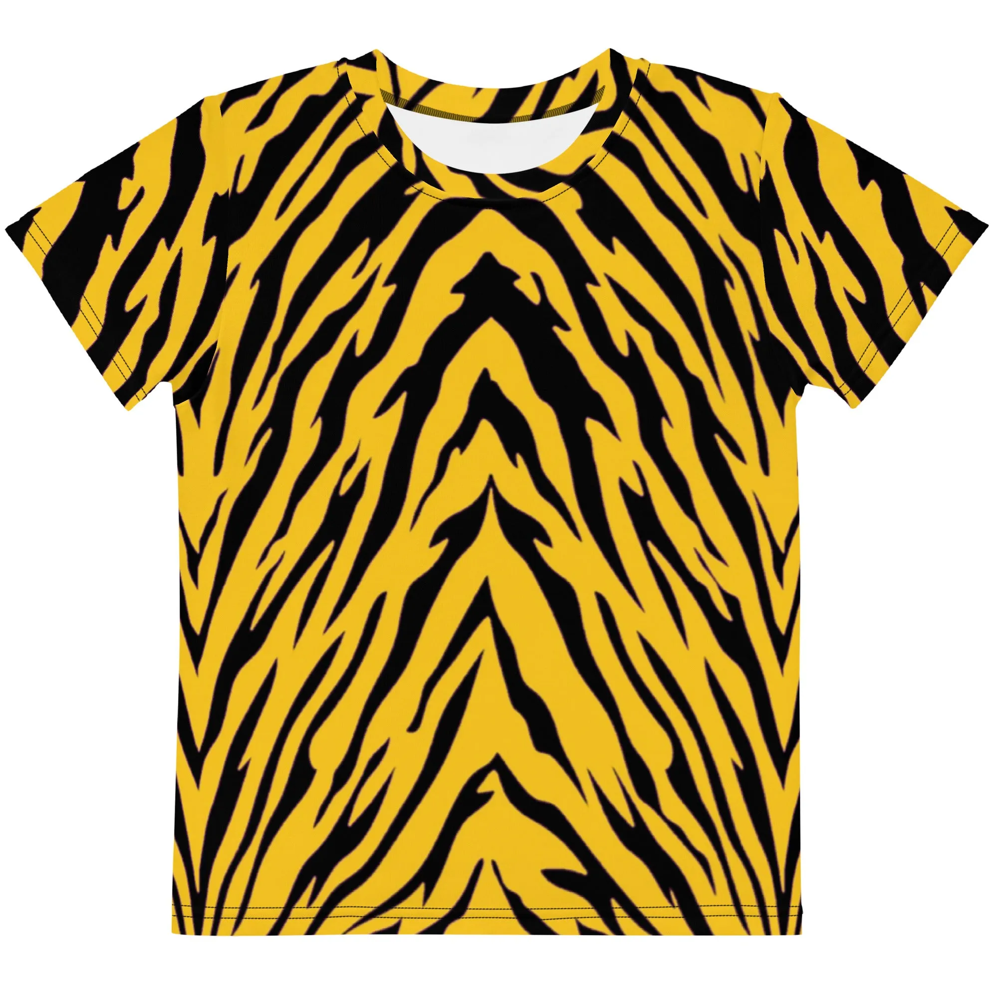 Black and Gold Tiger Stripes Kids' Crew Neck T-shirt