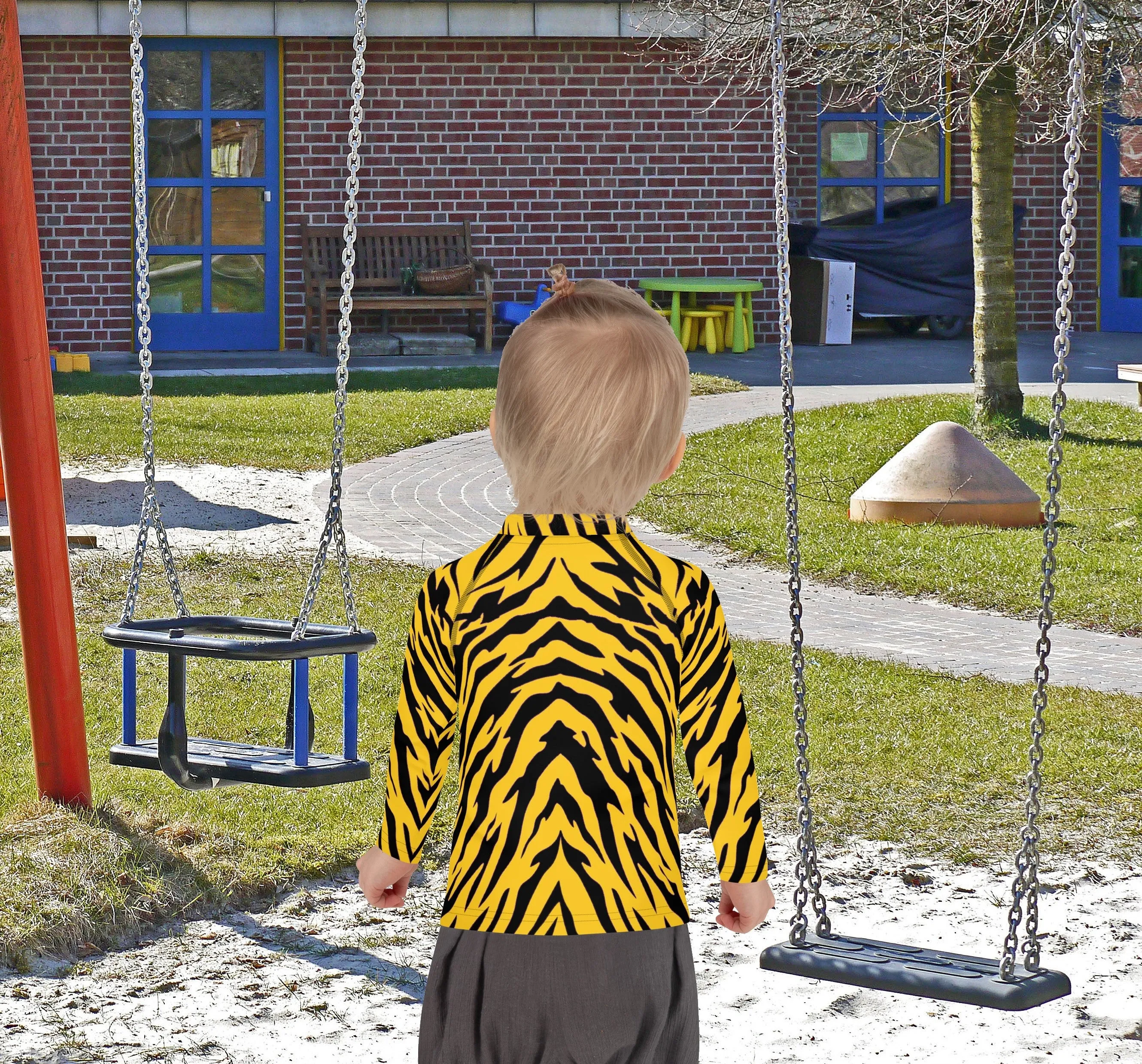 Black and Gold Tiger Stripes Kids' Rash Guard