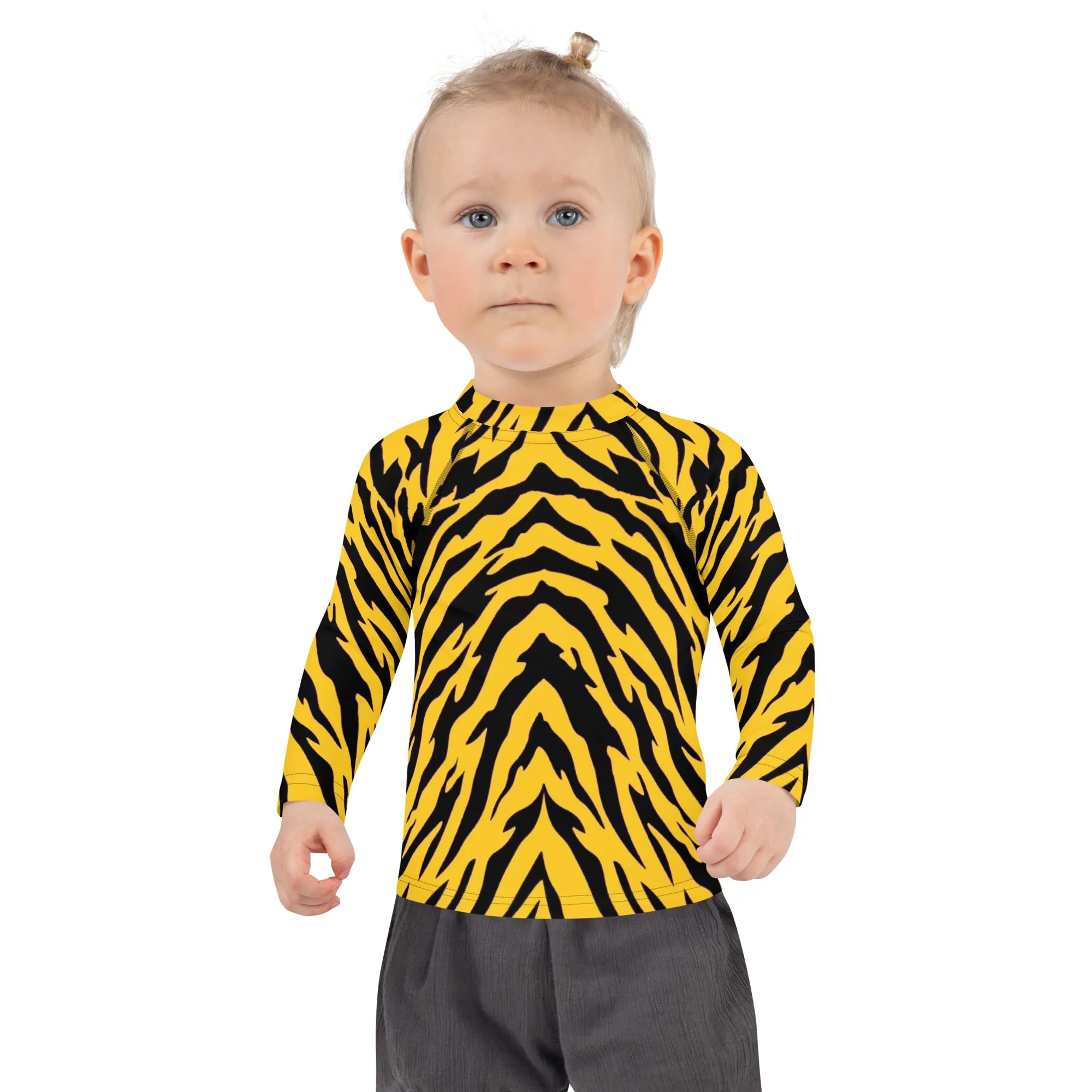 Black and Gold Tiger Stripes Kids' Rash Guard