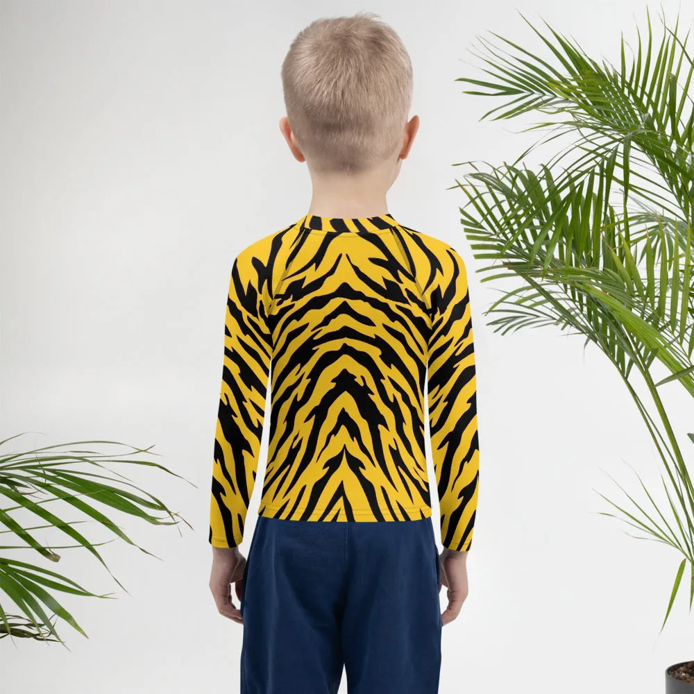 Black and Gold Tiger Stripes Kids' Rash Guard