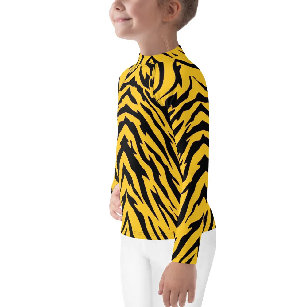 Black and Gold Tiger Stripes Kids' Rash Guard