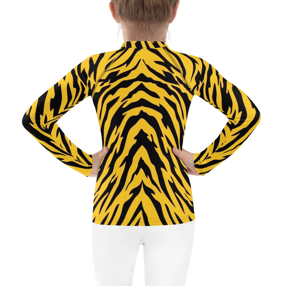 Black and Gold Tiger Stripes Kids' Rash Guard