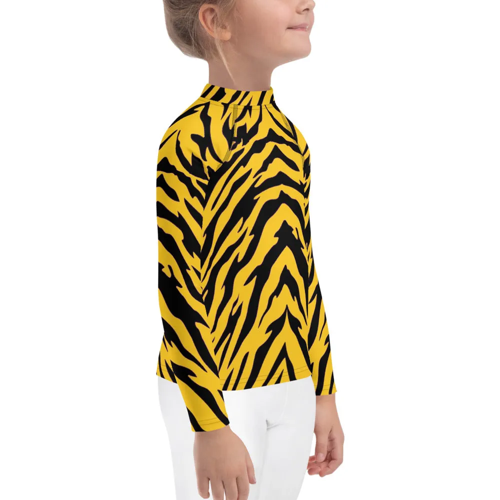 Black and Gold Tiger Stripes Kids' Rash Guard