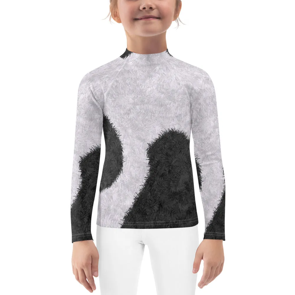 Black and White Fur Print Kids' Rash Guard