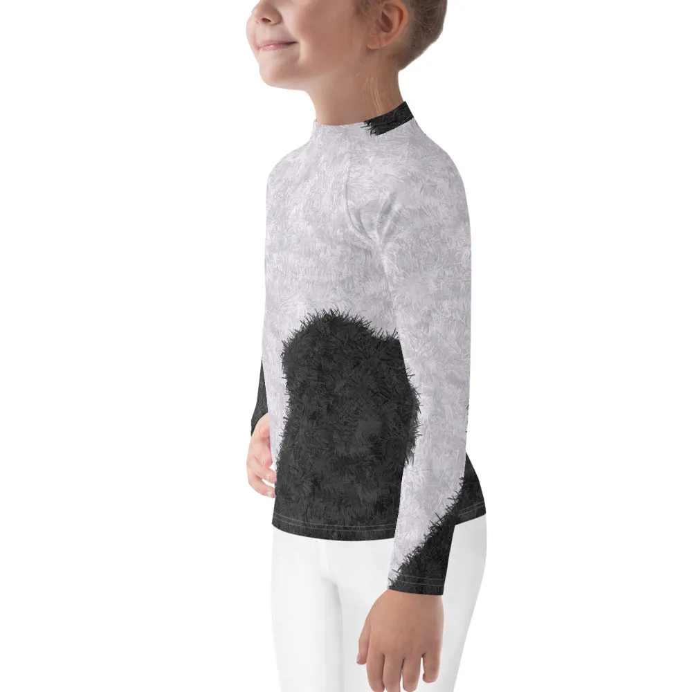 Black and White Fur Print Kids' Rash Guard