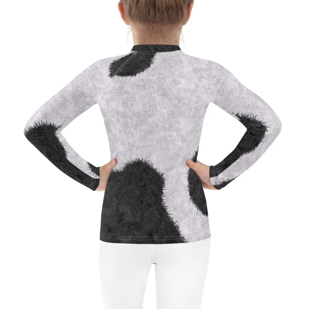 Black and White Fur Print Kids' Rash Guard