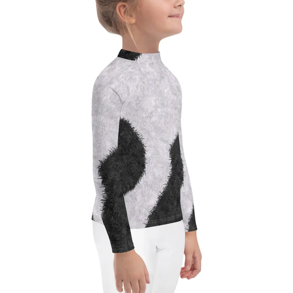 Black and White Fur Print Kids' Rash Guard