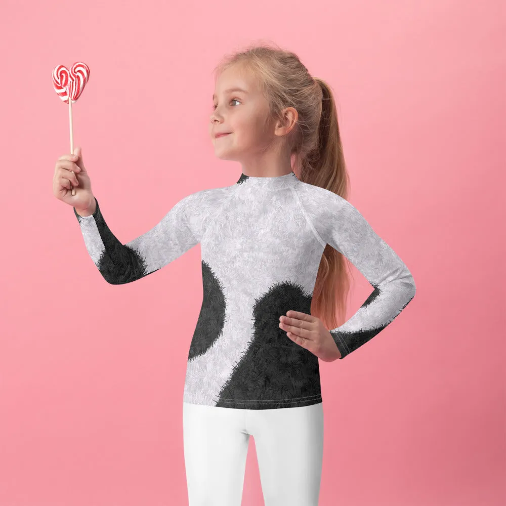 Black and White Fur Print Kids' Rash Guard