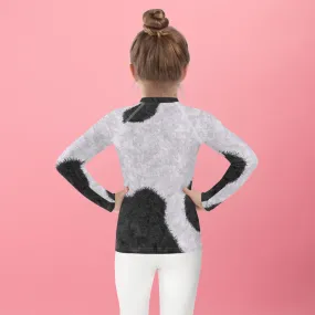 Black and White Fur Print Kids' Rash Guard