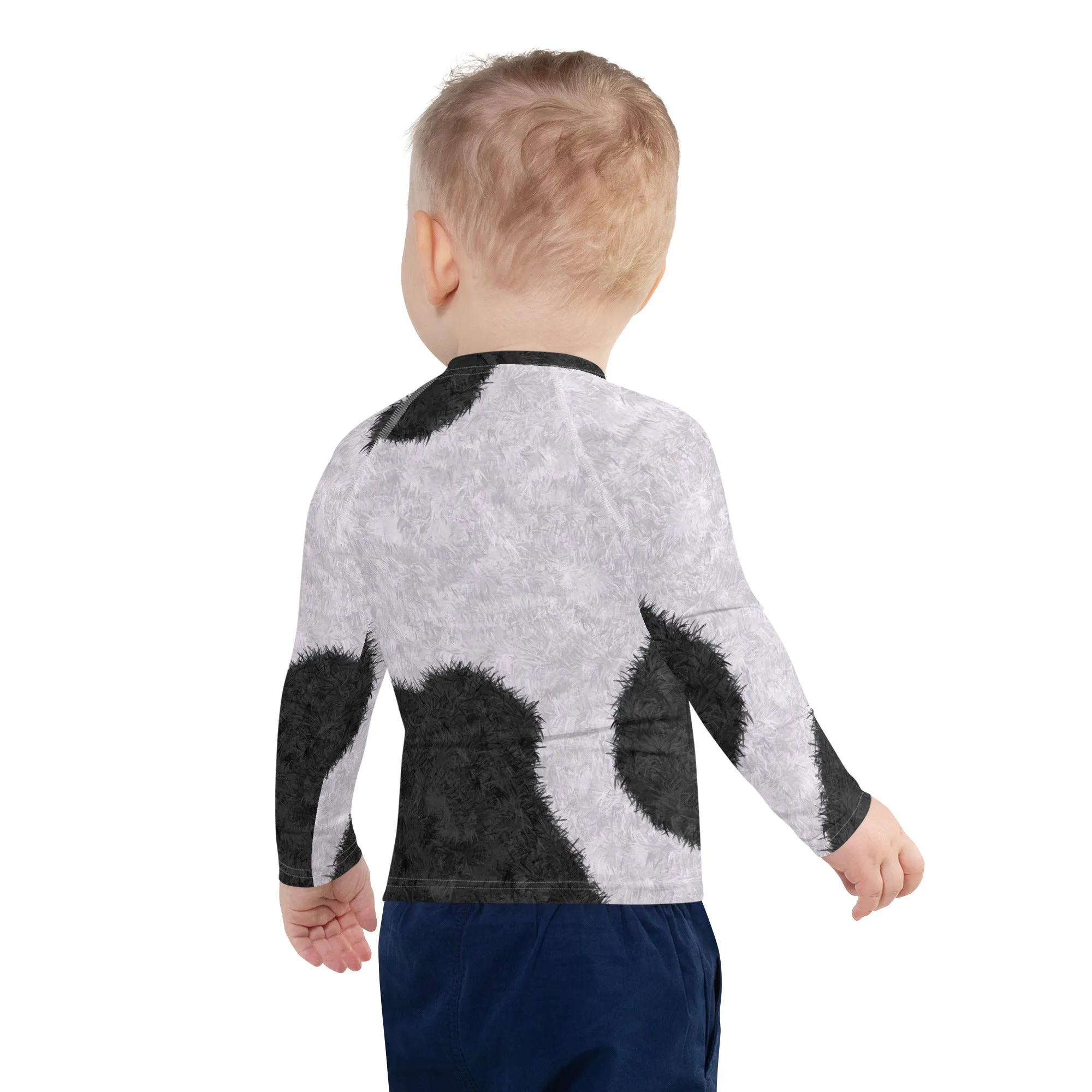 Black and White Fur Print Kids' Rash Guard