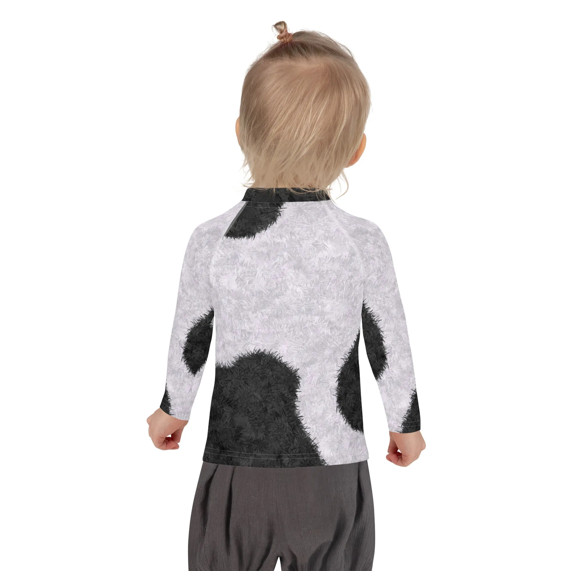 Black and White Fur Print Kids' Rash Guard