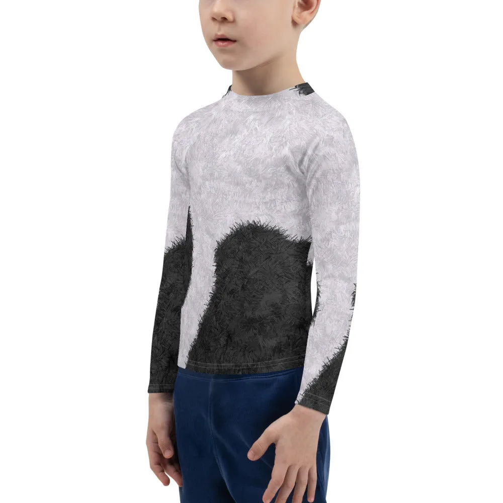 Black and White Fur Print Kids' Rash Guard