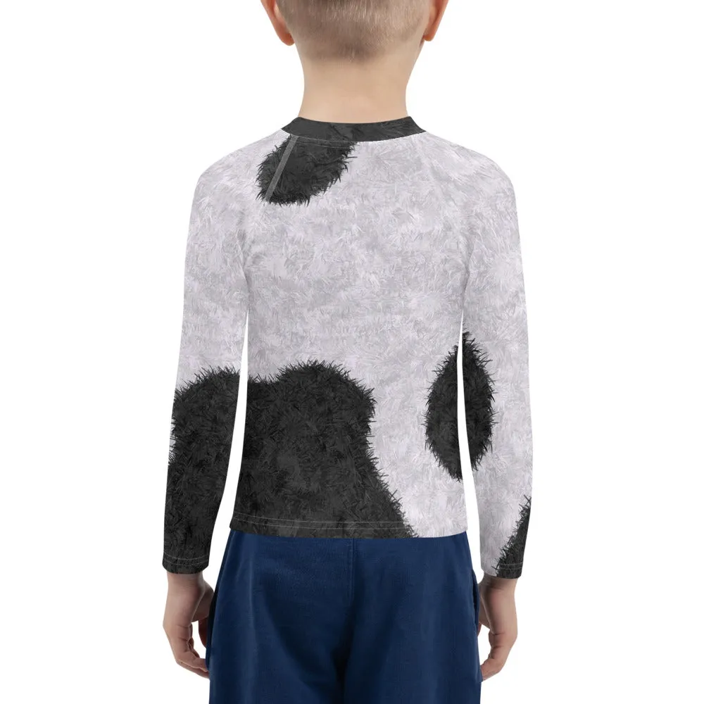 Black and White Fur Print Kids' Rash Guard